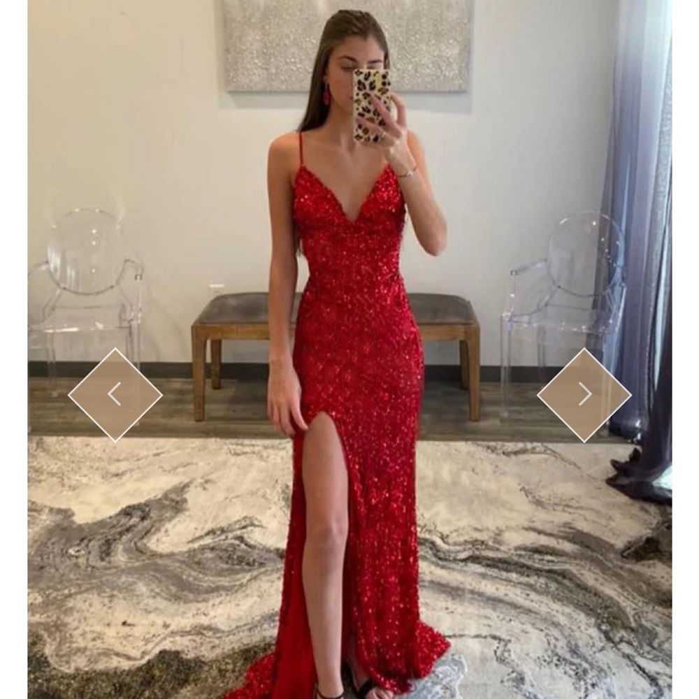 Sexy Glitter V Neck Spaghetti Straps Long Prom Dress With Sequins